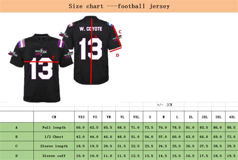 soccer jersey number size